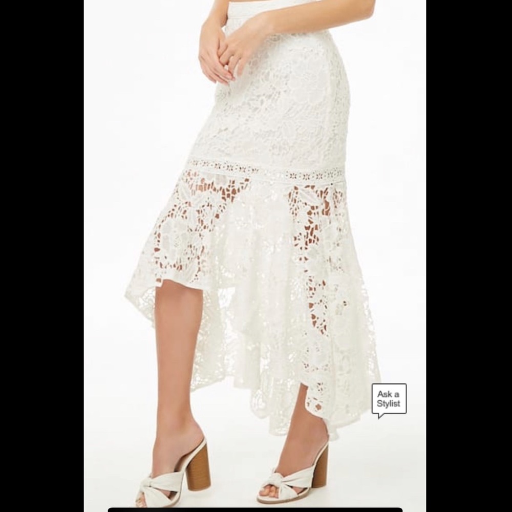 Lulus Floral Lace High-Low Mermaid Skirt